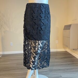 A New Day - Women's Lace Midi A-Line Skirt - A New Day Black L Black.